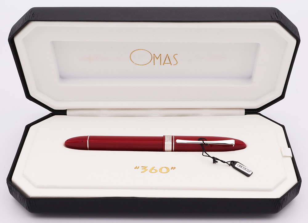 Omas 360 Full Size Fountain Pen - Cranberry Red, Rhodium HT Trim